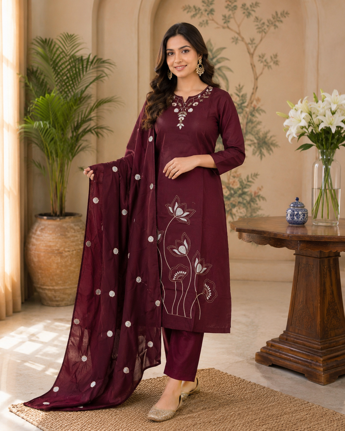 Classic Marron Embroidery