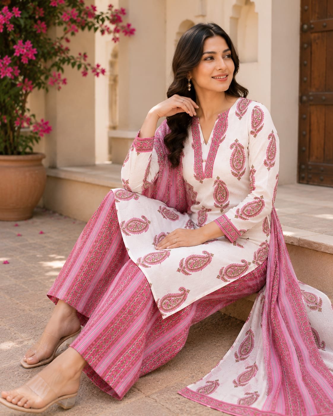 Jaipuri Cotton Kota Boutique Three Piece - Image 3