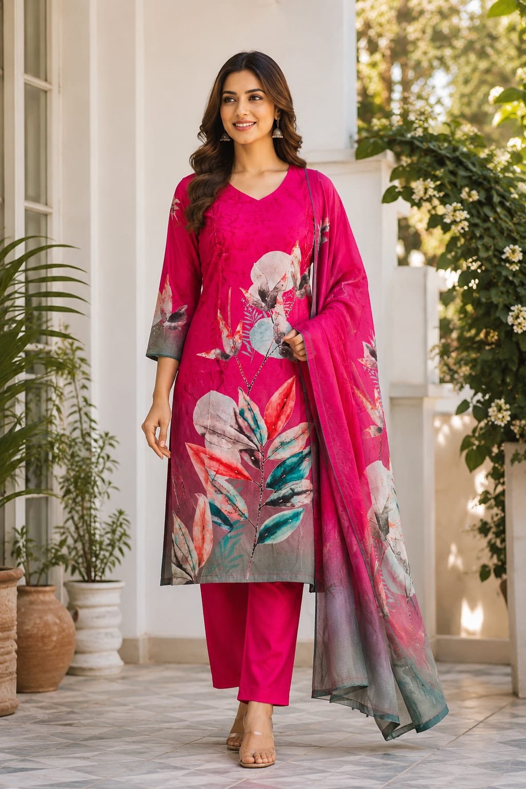 Dual Tone Heavy Look Hand Work Three Piece