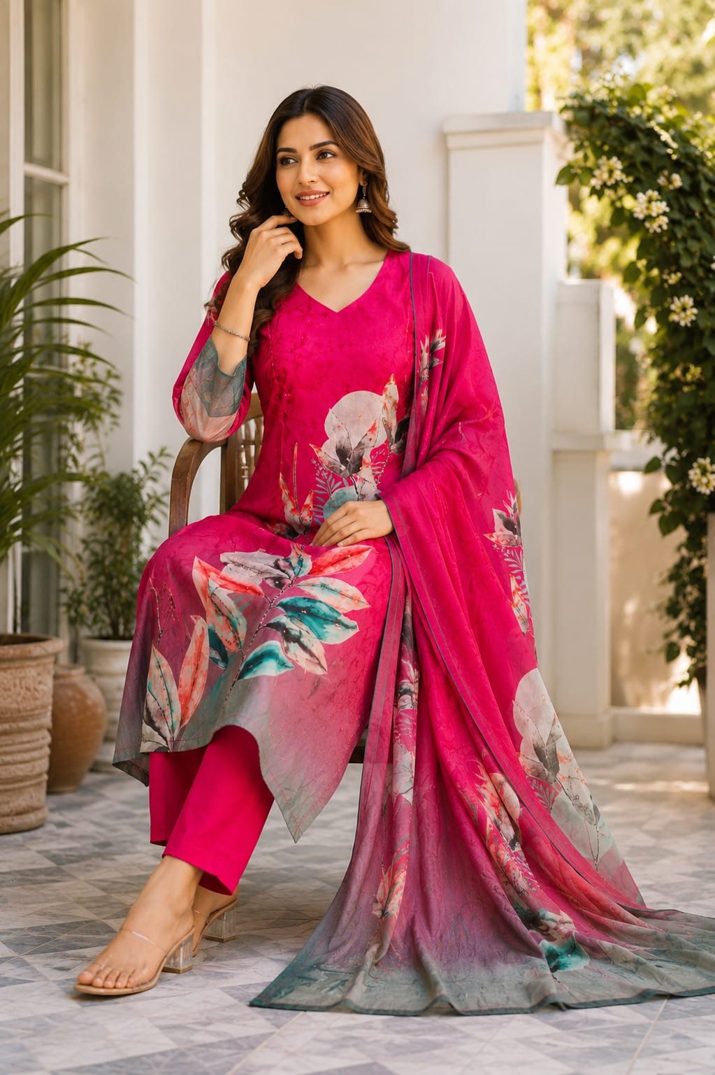 Dual Tone Heavy Look Hand Work Three Piece - Image 3
