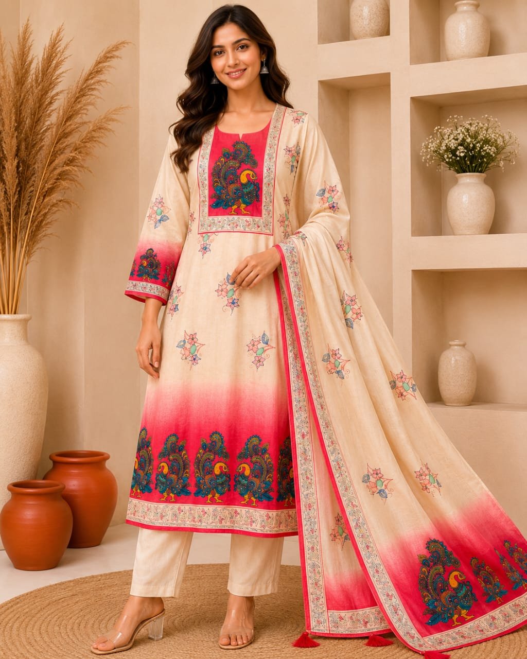 Madhubani Premium Printed Three Piece