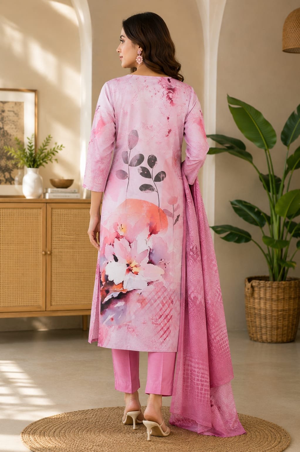 Women Mirror Work V Neck Three Piece - Image 4