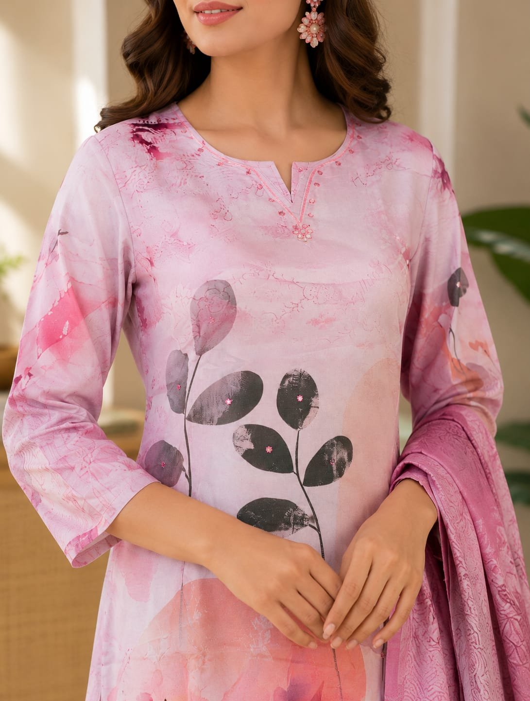 Women Mirror Work V Neck Three Piece - Image 3