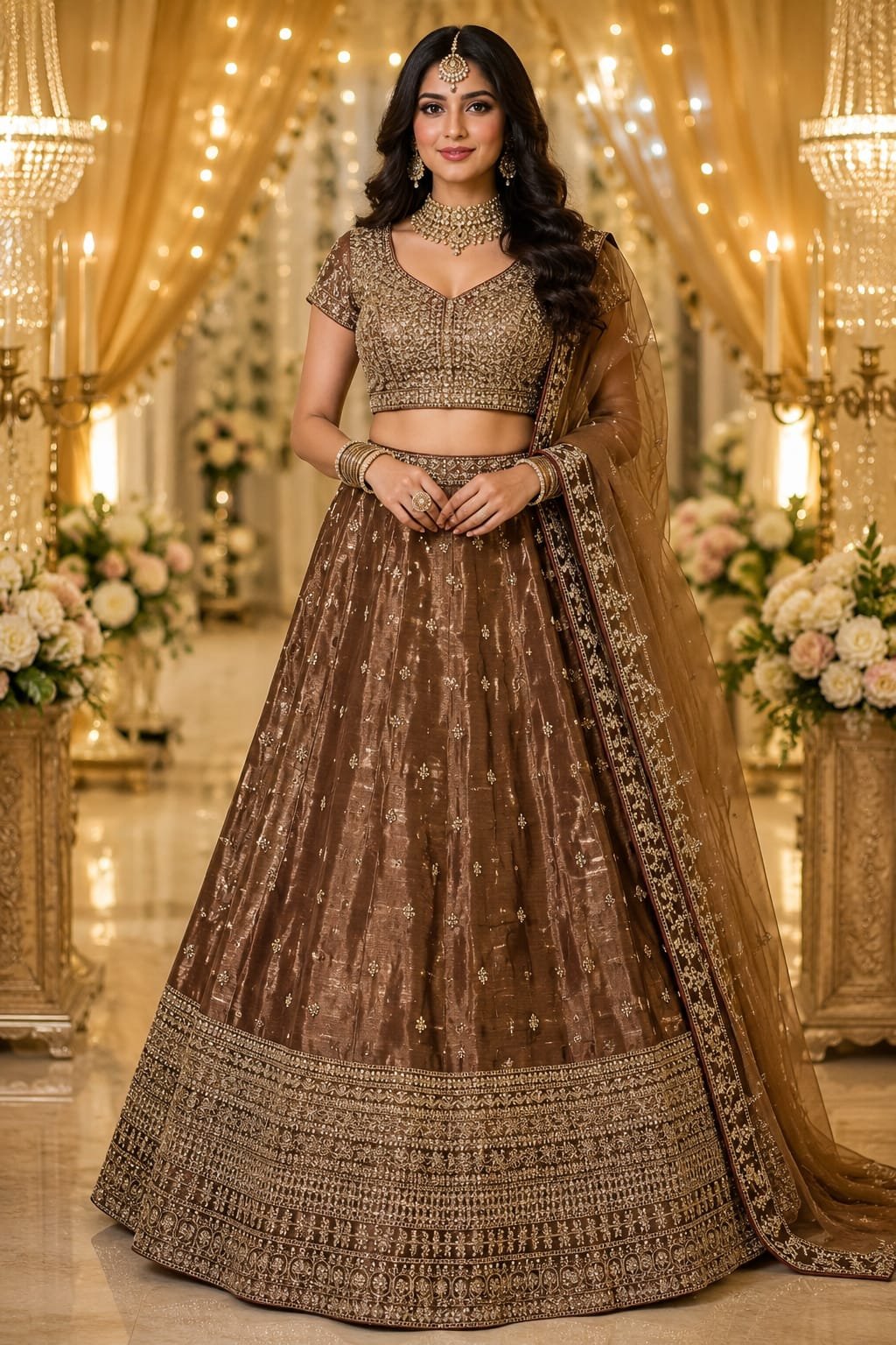 Mahjabeen Dual Tone Golden Lehenga